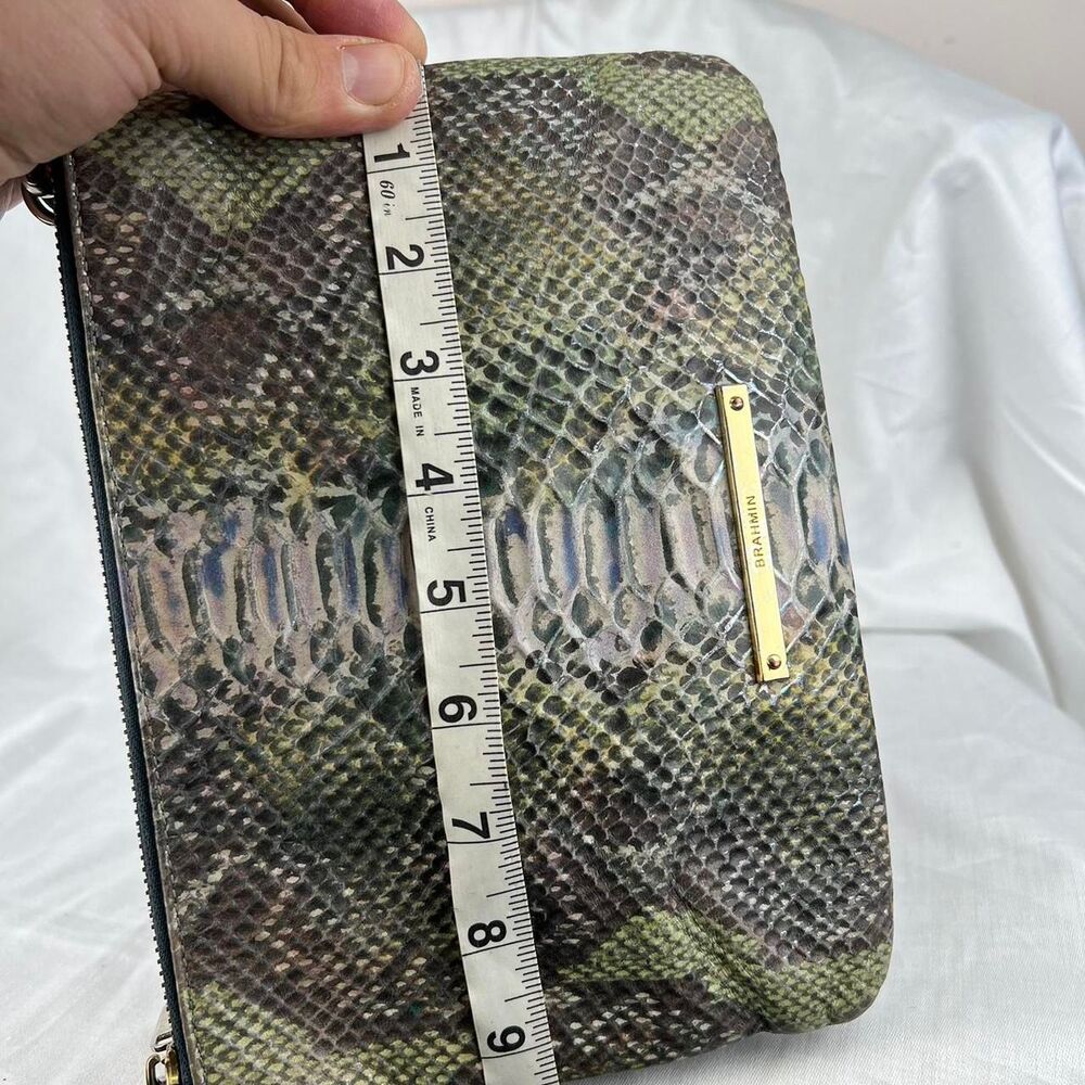 Brahmin Carrie Crossbody Moonstone Seville Leather Snakeskin Bag Rare - Picture 7 of 8
